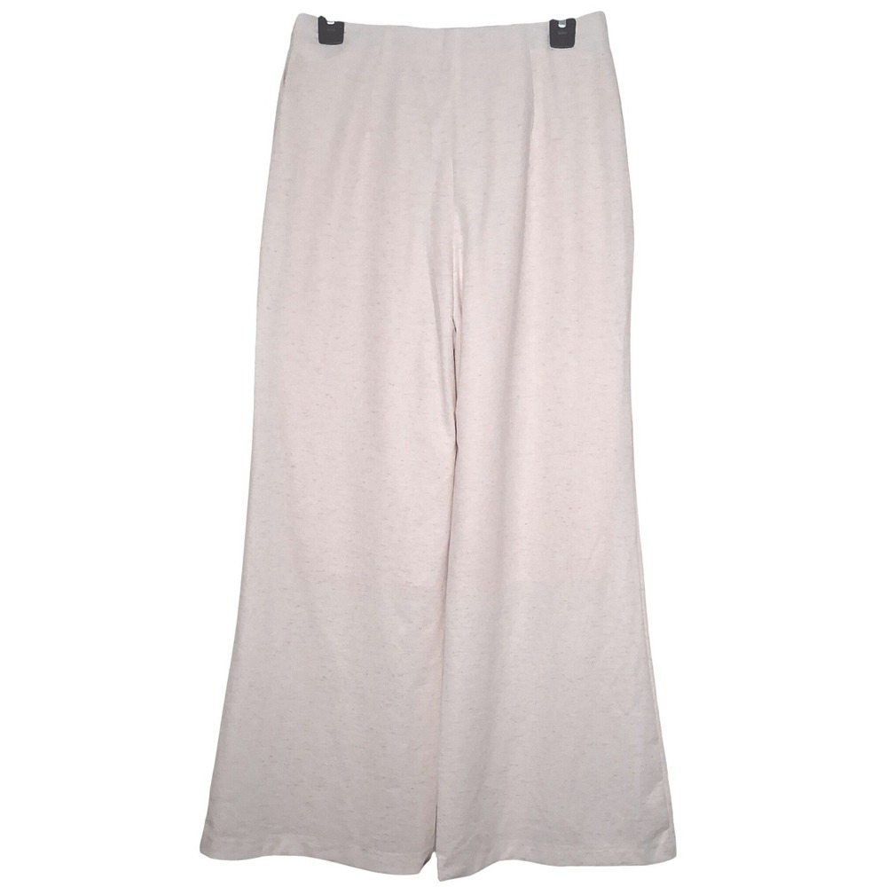 NWT OGL Airy Stretch Linen Wide Flare Pants M/P White Pleated High Waist Pockets - Picture 10 of 11